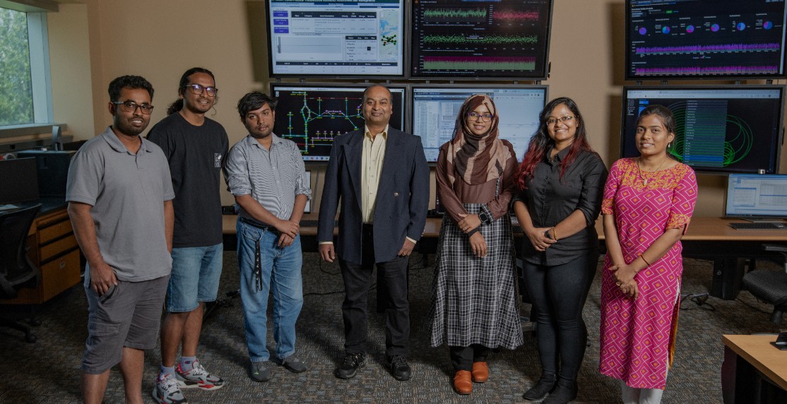 Subir Majumder with Prof. Anurag Srivastava and colleagues at West Virginia University.